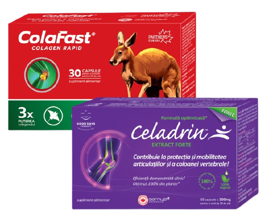 Pachet Celadrin extract forte, 60 capsule + ColaFast colagen rapid, 30 capsule cadou [1]