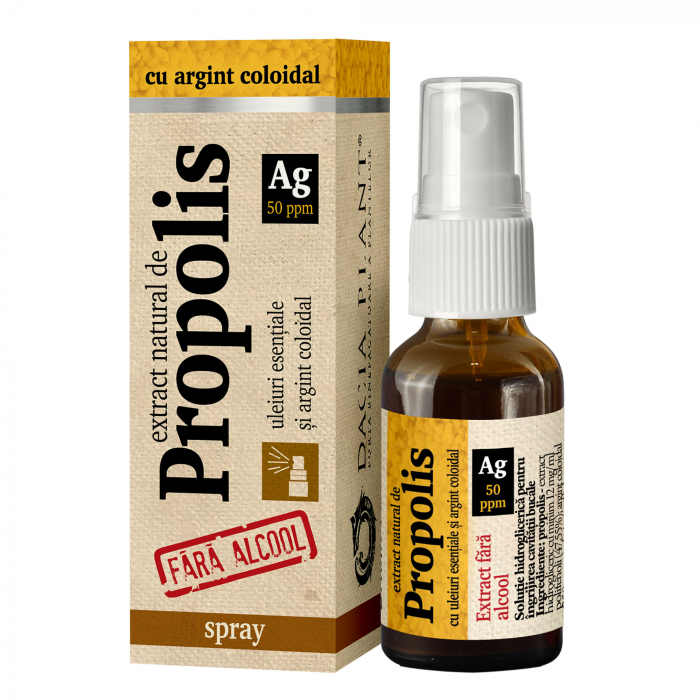 Extract natural de Propolis cu uleiuri esentiale si argint coloidal, fara alcool, spray, 20 ml [1]