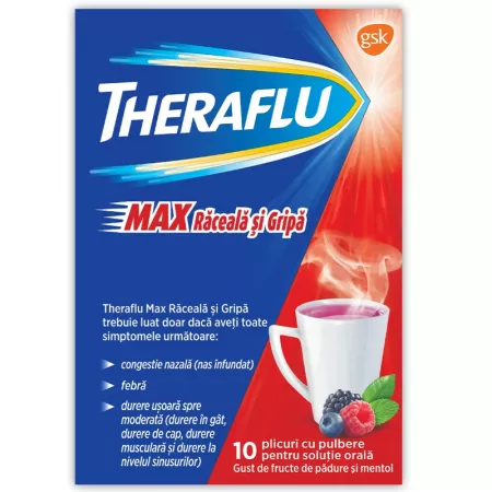 Theraflu Max Raceala Si Gripa 1000Mg/10Mg/70Mg X 10 Plicuri [2]