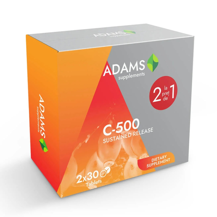 Vitamina C-500 cu macese, 30 tablete, pachet cu 2 cutii la pret de 1 [1]