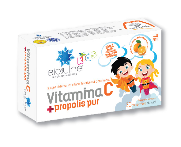Vitamina C+propolis pur pentru copii, 30 comprimate de supt [1]