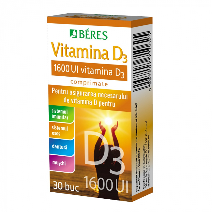 Vitamina D3 1600 UI, 30 comprimate [1]