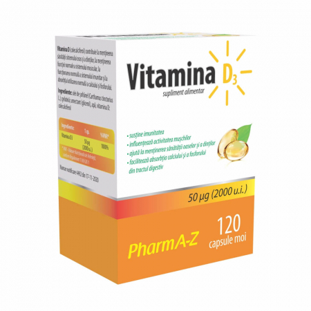 Imunitate - Vitamina D3 2000UI, 120 capsule moi