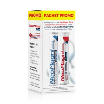 Produse autohtone - Pachet NeoMagni cramp, 20 comprimate efervescente + NeoMagni forte, 20 comprimate efervescente gratis