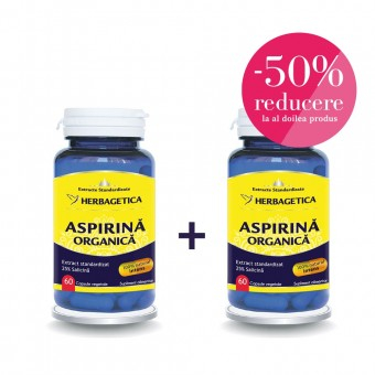 PRODUSE - Aspirina Organica, 60 capsule, pachet cu 2 cutii-50% reducere la al doilea produs
