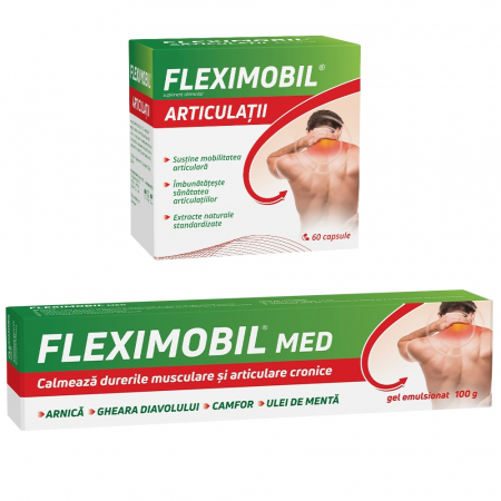 Oferte și reduceri - Fleximobil Articulații, 60 capsule+Fleximobil Med gel emulsionat, 100 g
