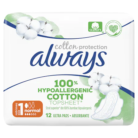 PRODUSE - Always Cotton Protection Utra absorbante, 12 bucati
