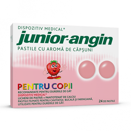 PRODUSE - Junior-angin pentru copii, 24 pastile cu aroma de capsuni