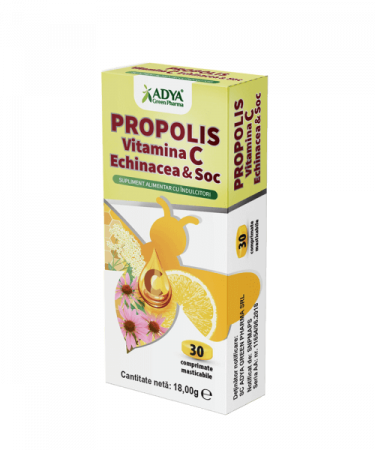 Promotiile lunii Septembrie - Propolis Vitamina C Echinaceea & Soc X 30 Comprimate Masticabile