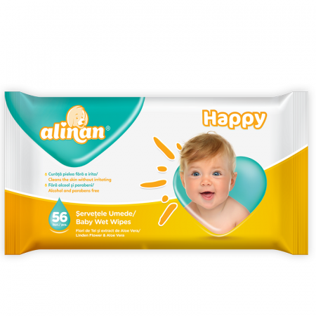 Altele - Alinan Happy Servetele umede, 56 bucati