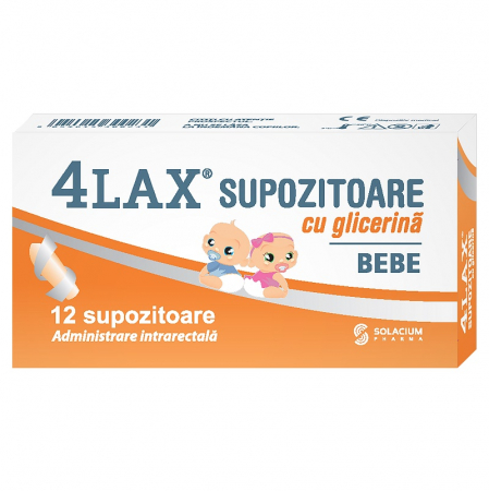 Tulburări gastrointestinale - 4Lax Supozitoare Glicerina Bebe X 12 Bucati