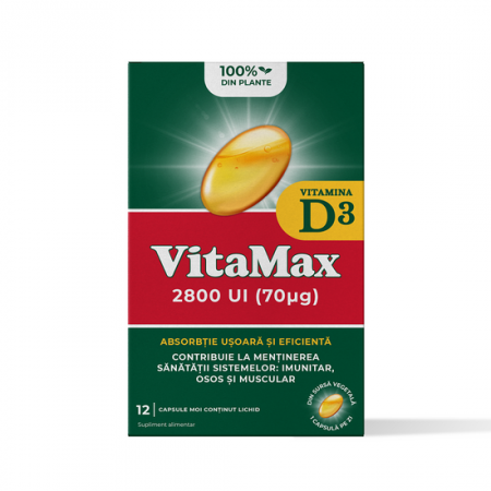 PRODUSE - VitaMax Vitamina D3 2800 UI, 12 capsule moi