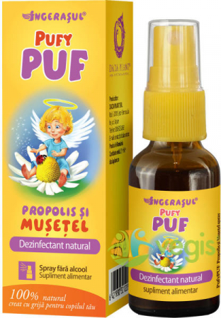 Produse autohtone - Ingerasul PufyPuf Spray cu propolis si musetel, 20 ml