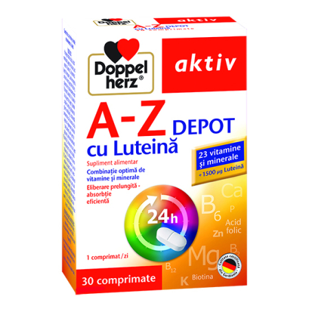 Multivitamine si minerale adulti - Doppelherz Aktiv A-Z Depot cu luteina, 30 comprimate