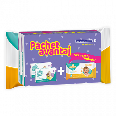 Hrană și colici - Alinan Digestie usoara, 2x10 plicuri + Servetele umede cadou