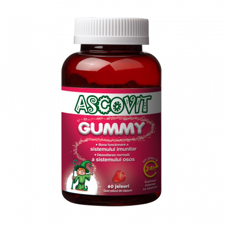 PRODUSE - Ascovit Gummy, 60 jeleuri cu gust placut de capsuni
