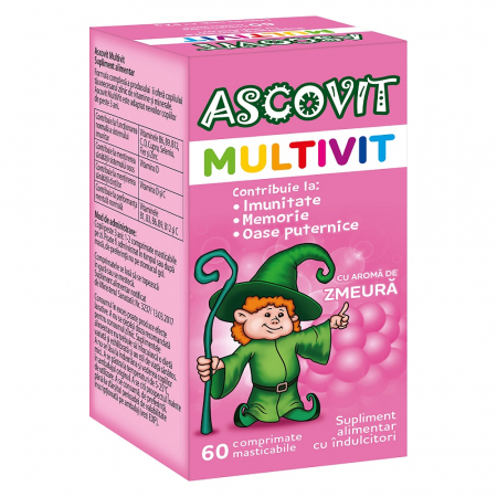 Altele - Ascovit Multivit, 60 comprimate masticabile cu aromă de zmeură