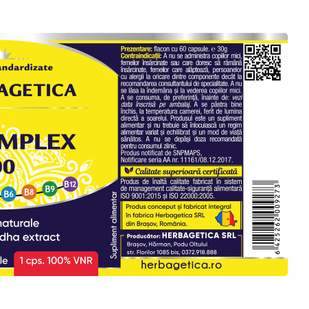 B Complex 100 X 60Cps 1Cut+1Cut-50% - Herbagetica [2]