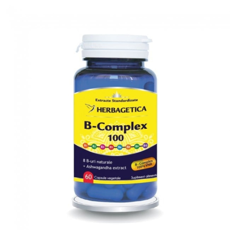 Multivitamine si minerale adulti - B-Complex 100 60 capsule vegetale Herbagetica