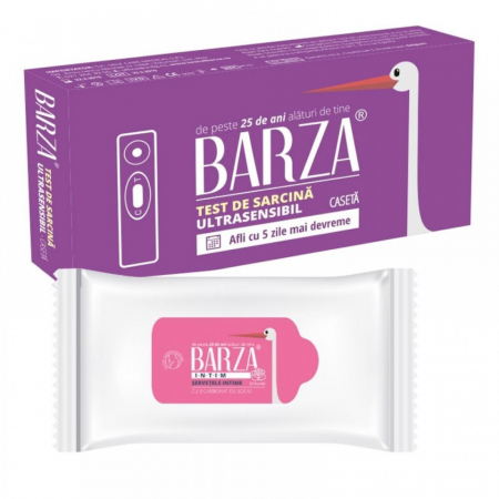 Aștept un bebeluș! - BARZA Test de sarcina, 1 bucata + servetele intime cadou