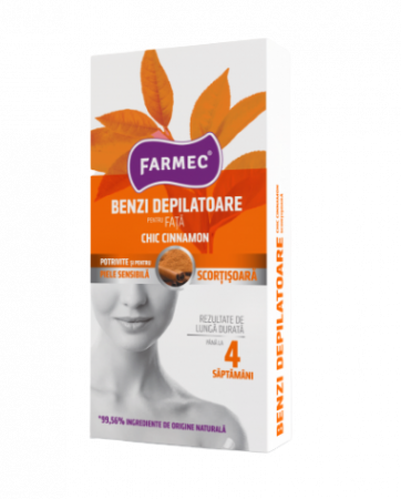 Prieteni buni... - Farmec Benzi depilatoare cu ceara pentru fata (scortisoara) (8400), 20 bucati + 2 şerveţele