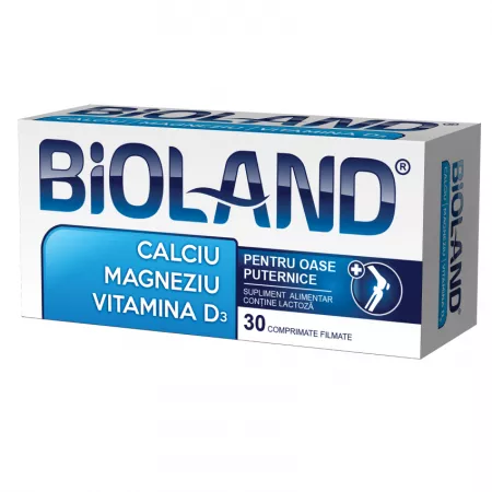 Au, scârțaie și doare-mobilitate scăzută + dureri osoase și articulare - BIOLAND Calciu Magneziu cu vitamina D3, 30 comprimate filmate