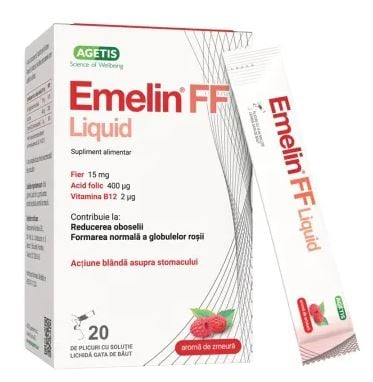Multivitamine si minerale adulti - Bisglicinat de fier Emelin FF Liquid Agetis 20 plicuri