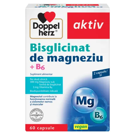 Multivitamine si minerale adulti - Bisglicinat de magneziu + B6 60 capsule Doppelherz