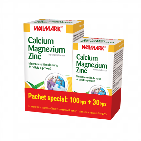 Oferte și reduceri - W-Calcium Magnezium Zinc X 100Cps, Pachet 1Cut+30 Capsule Gratis