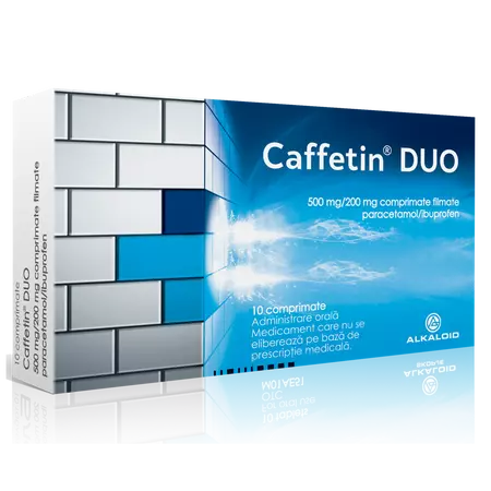 Ameliorare simptome raceala si gripa - Caffetin Duo 500Mg/200Mg X 10 Comprimate
