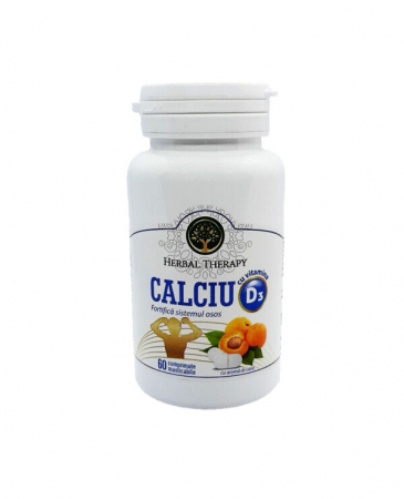 PRODUSE - Calciu+Vitamina D3, 60 comprimate cu aroma de caise