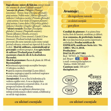 Calmotusin Cu Miere Sirop X 100ML - Dacia Plant [2]