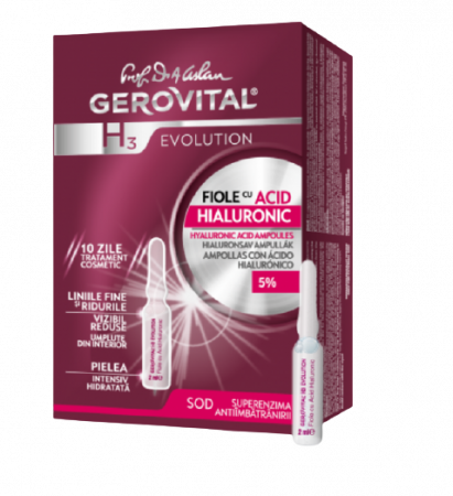 Dermato-cosmetice - Gerovital H3 Evolution Fiole cu acid hialuronic 5%, 10 fiole
