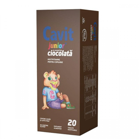 PRODUSE - Cavit junior cu aroma de ciocolată, 20 tablete masticabile