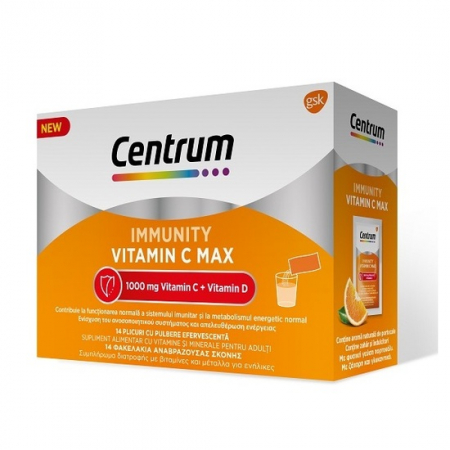 PRODUSE - Centrum Immunity Vitamin C Max Pulbere efervescenta, 14 plicuri