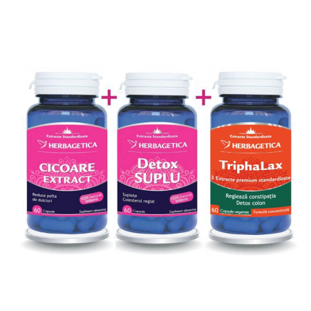 Cicoare Extract, 60 capsule + Detox Suplu, 60 capsule + Triphalax, 60 capsule vegetale [0]