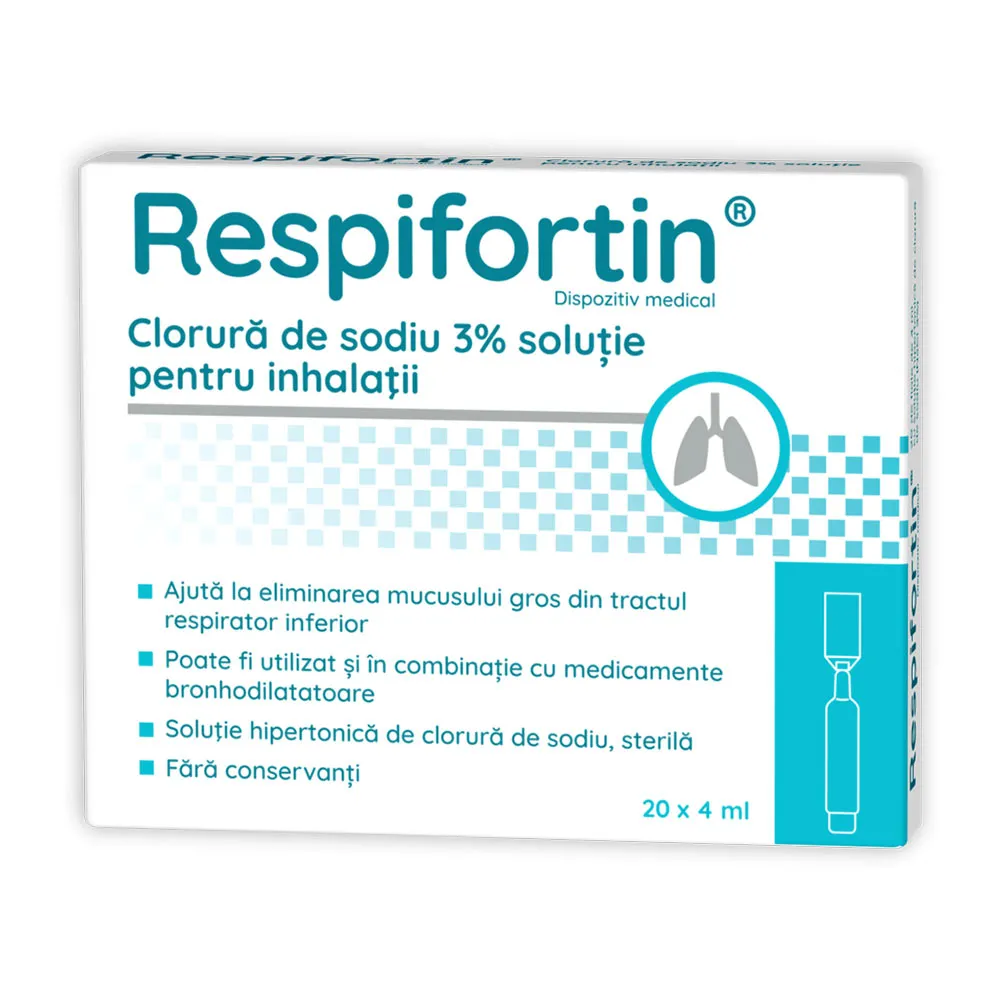 PRODUSE - Clorură de sodiu 3% soluție inhalații Respifortin 4 ml x 60 fiole