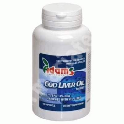 Protectie si Detoxifiere Hepatica - Cod Liver Oil 1000 mg 90 capsule Adams Vision