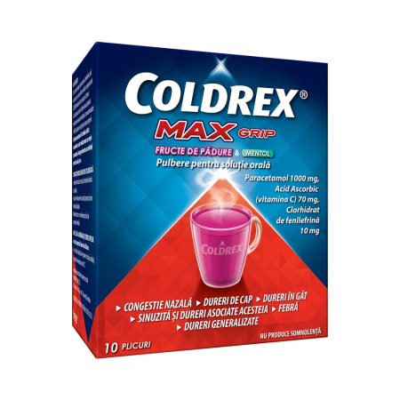Sistemul Respirator - Coldrex Maxgrip Fructe De Padure & Mentol X 10 Plicuri