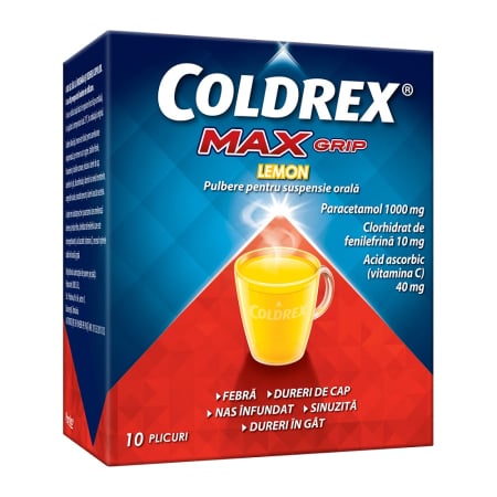 Ameliorare simptome raceala si gripa - Coldrex Maxgrip Lemon Pulbere X 10Plicuri