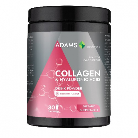 Suplimente alimentare - Collagen&HA cu aroma zmeura, 600gr, Adams
