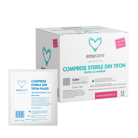 PRODUSE - Comprese Sterile Tifon Bumbac 100% 10Cm/10Cm , 1 bucata