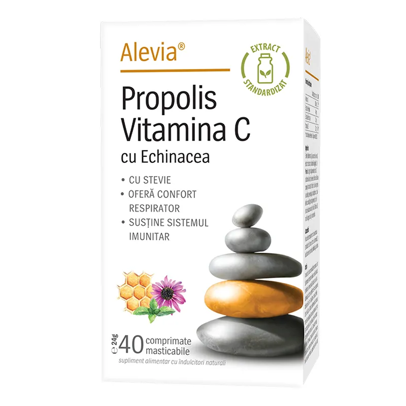 Produse autohtone - Propolis vitamina C cu echinaceea, 40 comprimate masticabile