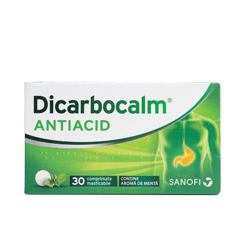  Digestie si tranzit intestinal - Dicarbocalm antiacid, 30 comprimate masticabile