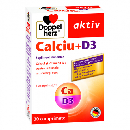 Au, scârțaie și doare-mobilitate scăzută + dureri osoase și articulare - Doppelherz aktiv Calciu+D3, 30 comprimate