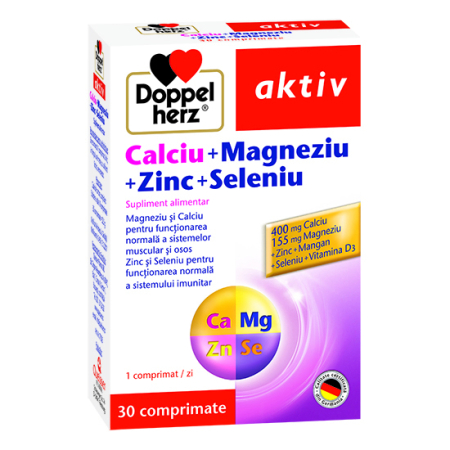 Imunitate adulti - Doppelherz Aktiv Calciu+Magneziu+Zinc+Seleniu 30 comprimate