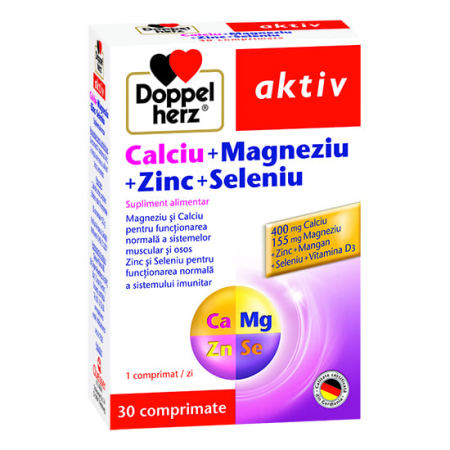 Imunitate adulti - Doppelherz Aktiv Calciu+Magneziu+Zinc+Seleniu, 30 comprimate