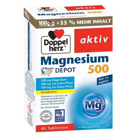 Sistem Nervos - Doppelherz Aktiv Magneziu Depot 500 mg, 40 comprimate