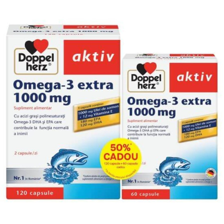 Cardioprotectoare - Doppelherz Aktiv Omega-3 Extra 1000 mg 120+60 capsule