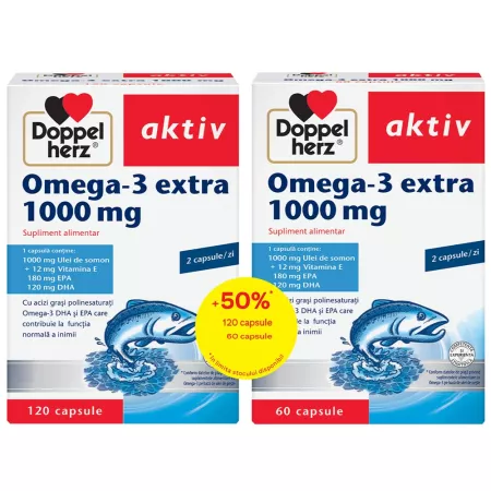 Antihipertensive - Doppelherz aktiv Omega-3 extra 1000 mg, 120 capsule + 60 cadou